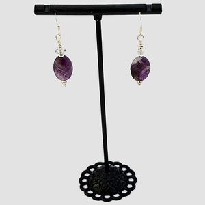 Amethyst & Double-Terminated Herkimer Diamond Drop Earrings Sterling Silver